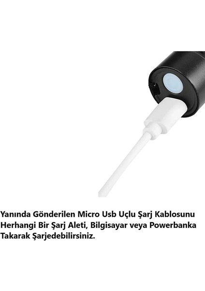 Güçlü USB Şarjlı El Feneri Orjinal Yeşil Kutulu Aliminyum Gövde Ledli 3 Kademeli