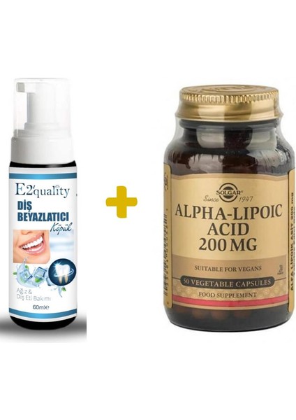 E2'Quality Diş Beyazlatıcı Köpük + Solgar Alpha Lipoic Acid 200 Mg 50 Kapsül