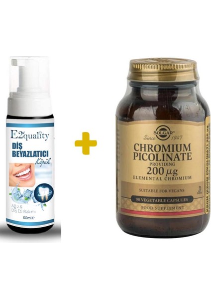 E2'Quality Diş Beyazlatıcı Köpük + Solgar Chromium Picolinate 90 Kapsül