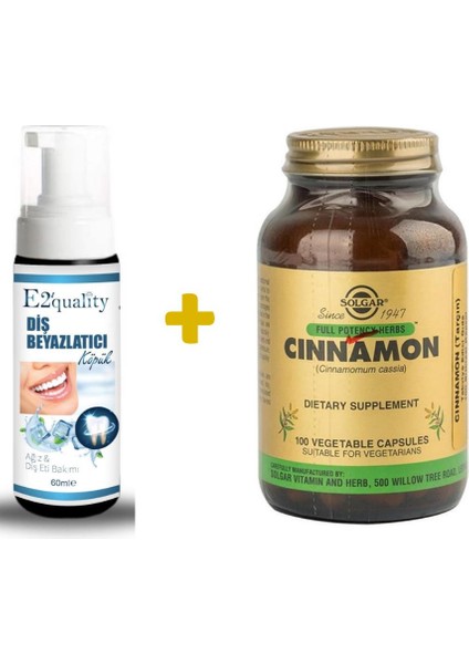 E2'Quality Diş Beyazlatıcı Köpük + Solgar Cinnamon 100 Kapsül