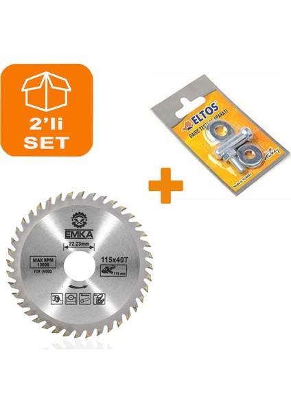Emka Daire Testere Bıçağı Ahşap Kesme Testeresi 115 mm 40 Diş + Matkap Aparatı