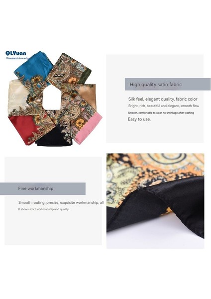 Kadın Uzun Saten Kare Eşarp - Mavi (Yurt Dışından) fırsatları