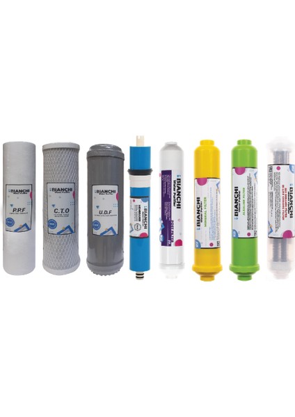 10 Inç Açık Kasa Su Arıtma Cihazı Tam Set 8 Filtre Mineral Detoks ve Alkali Filtre Ilaveli