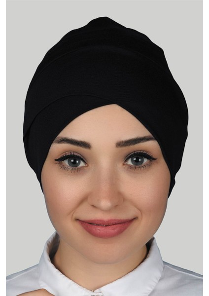 Çapraz Dış Tesettür Bonesi Penye - Lacivert