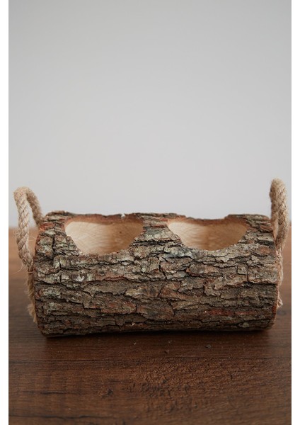 Ikili Ahşap Kütük Saksılık