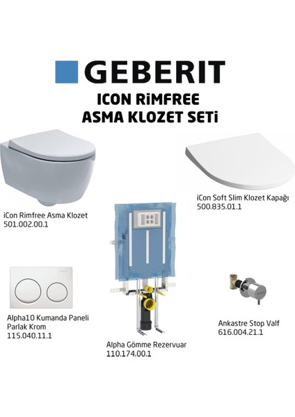 Icon Rimfree ALPHA10 Soft Slim Asma Klozet Seti, Beyaz