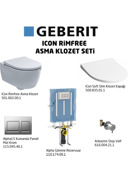 Icon Rimfree ALPHA15 Soft Slim Asma Klozet Seti, Mat Krom