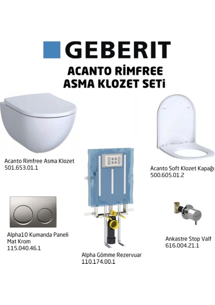 Acanto Rimfree ALPHA10 Soft Asma Klozet Seti, Mat Krom