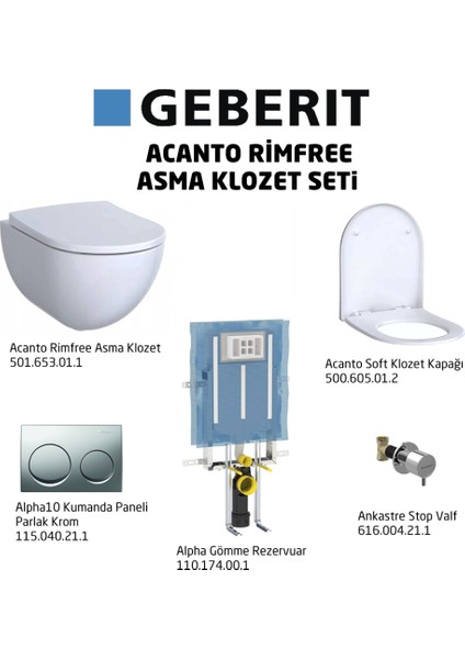 Acanto Rimfree ALPHA10 Soft Asma Klozet Seti, Parlak Krom