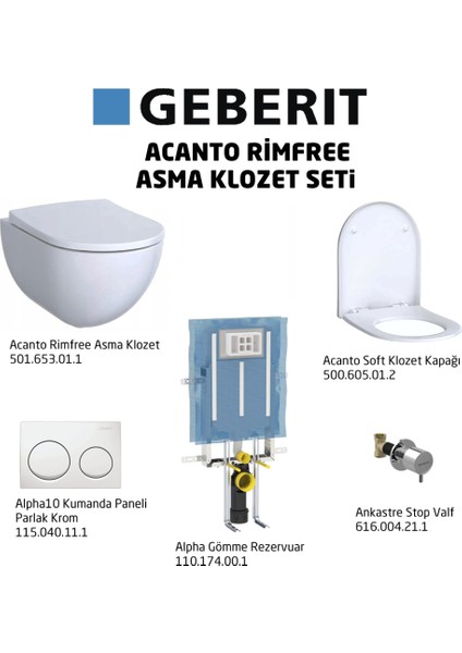 Acanto Rimfree ALPHA10 Soft Asma Klozet Seti, Beyaz