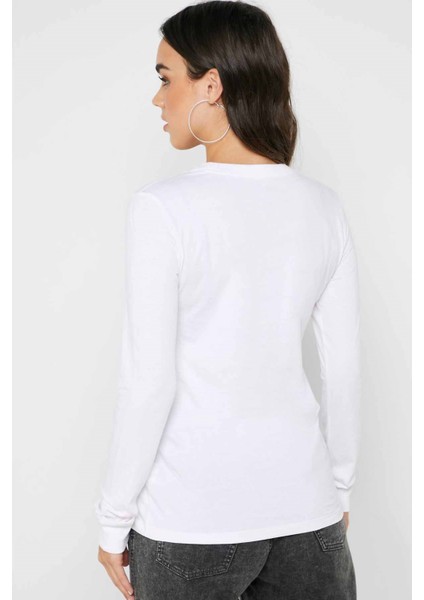 Kadın Uzun Kollu T-Shirt Kadın Sweatshirt BV6171-BEYAZ fırsatları