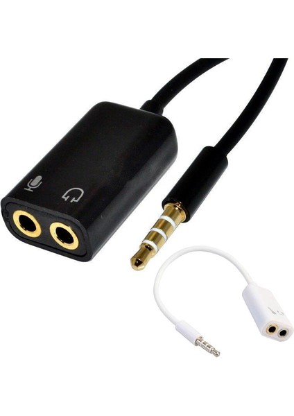 Aux 3.5mm Jack Ses Adaptör Mikrofon Kulaklık Çevirici Kablo