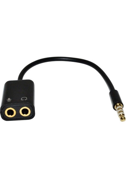 Aux 3.5mm Jack Ses Adaptör Mikrofon Kulaklık Çevirici Kablo