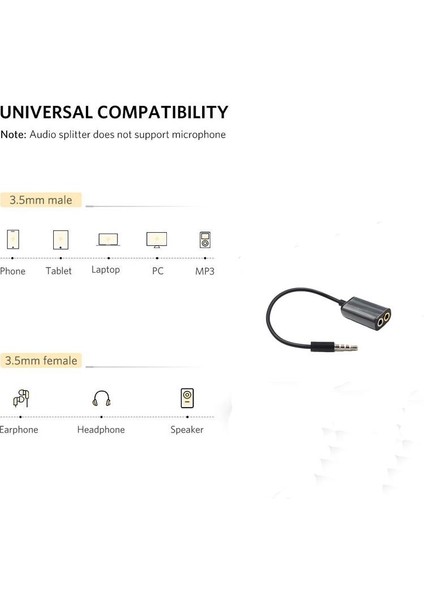 Aux 3.5mm Jack Ses Adaptör Mikrofon Kulaklık Çevirici Kablo