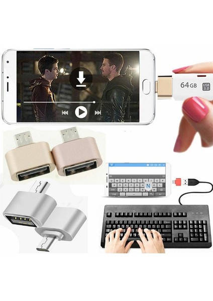 Erkek Micro USB To Dişi USB Data Çevirici Otg Adaptör BW2602