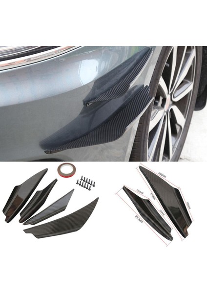 4'lü Ön Tampon Dudak Splitter Yüzgeçleri Vücut Spoiler Trim Evrensel Karbon Fiber (Yurt Dışından) fiyatları