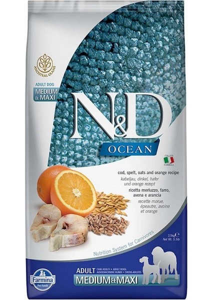 Nd Ocean Düşük Tahıllı Balıklıportakallı Köpek Maması 2,5 kg