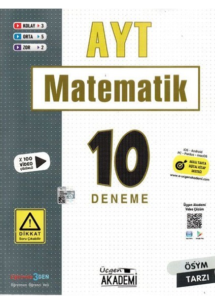 Üçgen Akademi AYT 10' lu  Matematik Deneme (Ciltli)