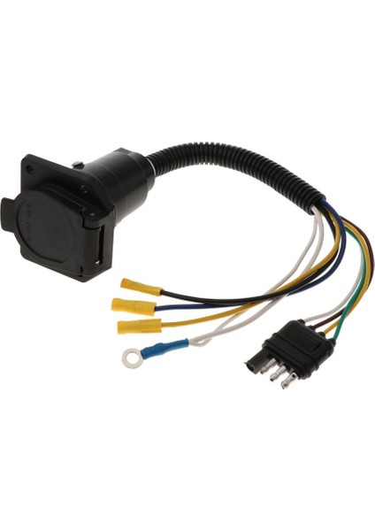 4 Pin Düz Ila 7 Pin Yuvarlak Araba Kamyon Rv Römork Kablolama Adaptörü Fiş Dönüştürücü (Yurt Dışından)