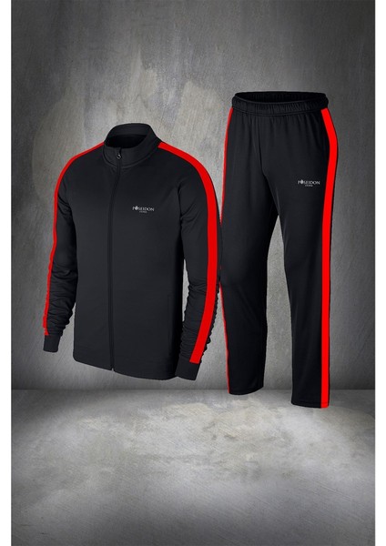 Büyük Beden Erkek Siyah Supra Penye Ter Yapmaz Nefes Alabilir Kumaş Eşofman Takımı Seti (4xl- 10XL)