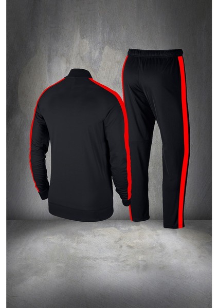 Büyük Beden Erkek Siyah Supra Penye Ter Yapmaz Nefes Alabilir Kumaş Eşofman Takımı Seti (4xl- 10XL)