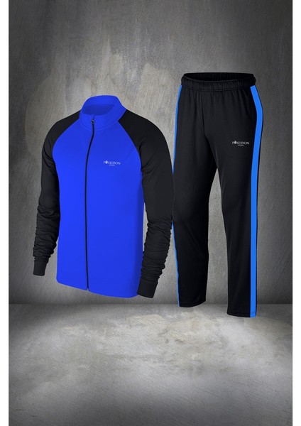 Büyük Beden Erkek Mavi Supra Penye Kumaş Mevsimlik Fermuarlı Eşofman Takımı (4xl- 10XL)