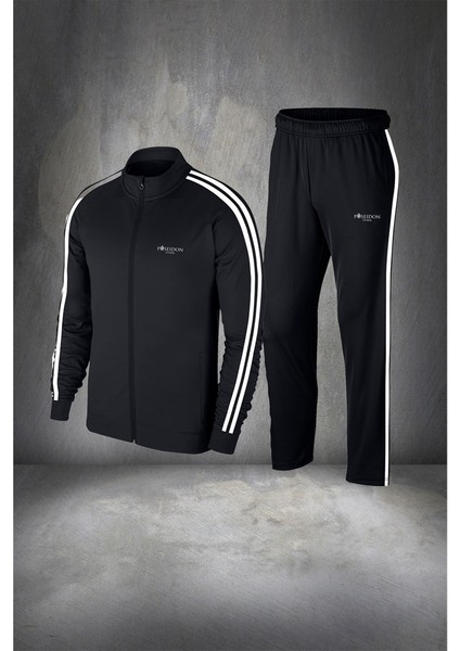 Battal Beden Erkek Siyah Supra Penye Kumaş Rahat Konforlu Kesim Eşofman Takımı (4xl- 10XL)