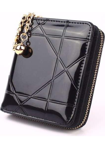 Sikke Çanta Kısa 3 Katlanır Küçük Cüzdan Kadın Kredi Kartı Tutacağı Kılıf Kadın Rugan Çanta Para Çantası (Yurt Dışından)