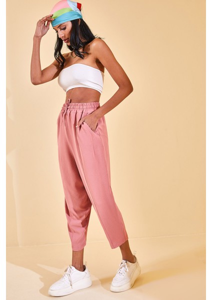 Gül Kurusu Beli Lastikli Slouchly Pantolon 2YXK5-46168-65 modelleri