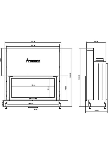 A.caminetti Flat 120×60 Ithal Şömine Haznesi , 5 Yıl Garantili