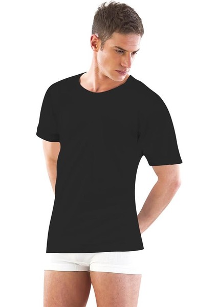 12350/R Yarım Kol Erkek Atlet Renkli Siyah