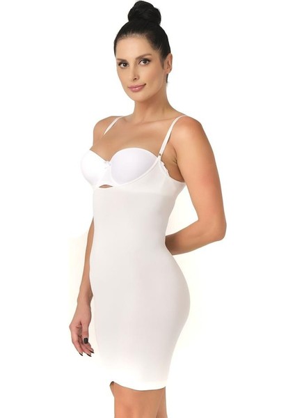 5060 Seamless Göğsü Açık Elbise Korse Beyaz modelleri