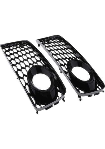Audi A5 08-12 Stil Petek Hex Mesh Sis Işık Açık Havalandırma Izgara Emme Siyah Çerçeve (Yurt Dışından)