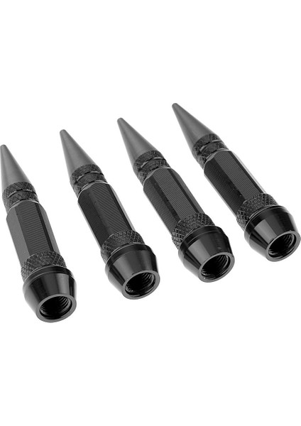 4'lü Araba Oto Spike Şekilli Lastik Anti Toz Tekerlek Kök Vana Caps 60MM Siyah (Yurt Dışından)