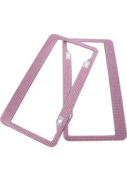 2x 12 "x6" Araba Otomatik Plaka Çerçevesi Bling Kristal Rhinestone 7 Sıra Pembe (Yurt Dışından)
