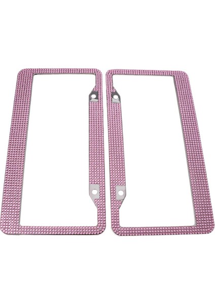 2x 12 "x6" Araba Otomatik Plaka Çerçevesi Bling Kristal Rhinestone 7 Sıra Pembe (Yurt Dışından)