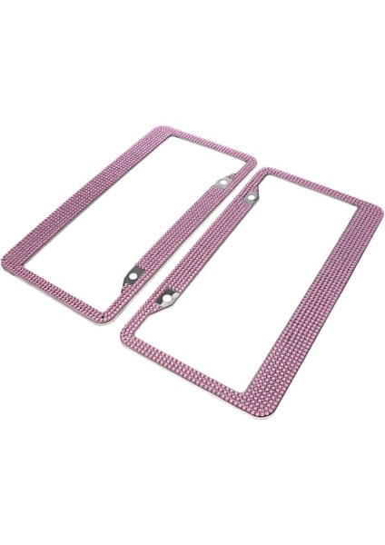2x 12 "x6" Araba Otomatik Plaka Çerçevesi Bling Kristal Rhinestone 7 Sıra Pembe (Yurt Dışından)