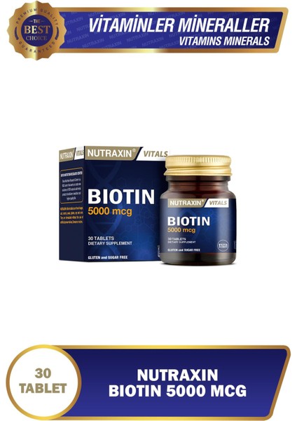 Vitals Biotin 30 Tablet Takviye Edici Gıda