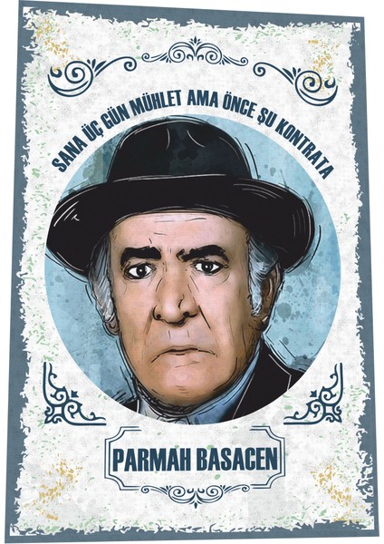Ali Şen Sana Üç Gün Mühlet Yeşilçam Türk Sineması Replikleri Retro Ahşap Poster