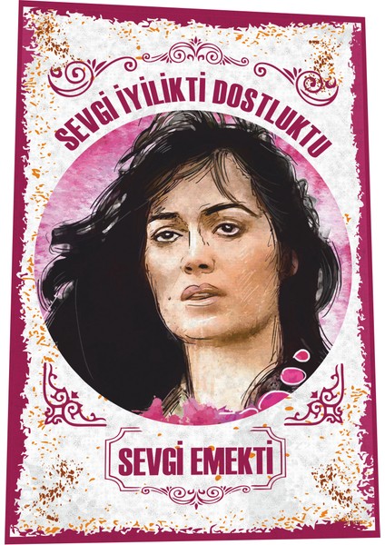 Türkan Şoray Selvi Boylum Al Yazmalım Revgi Emekti Yeşilçam Replikler Retro Ahşap Poster