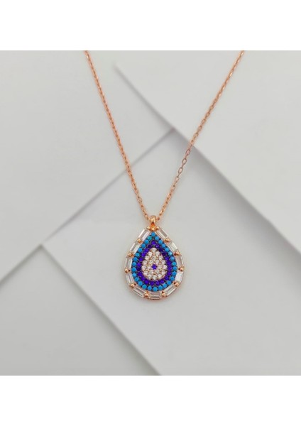 Damla Model Baget Taşlı 925 Ayar Gümüş Kolye