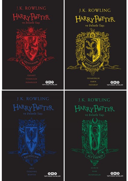 Harry Potter ve Felsefe Taşı 4 Kitap - Gryffindor - Slytherin - Hufflepuff - Ravenclaw