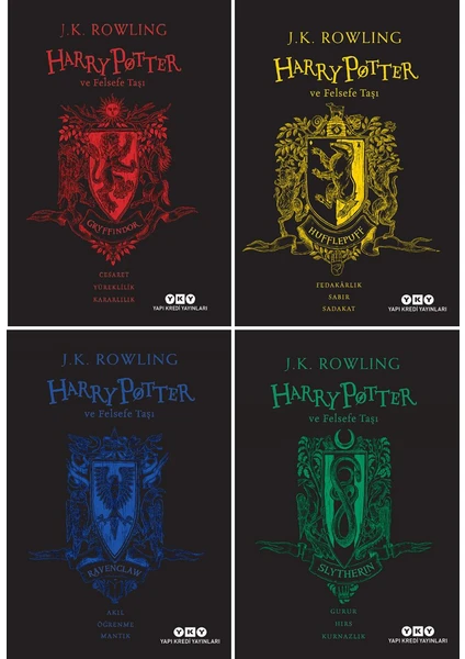 Harry Potter ve Felsefe Taşı 4 Kitap - Gryffindor - Slytherin - Hufflepuff - Ravenclaw