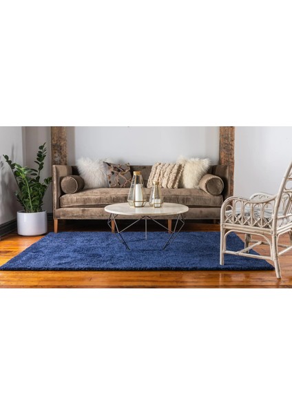 Solid Shaggy Makine Halısı 4371A Lacivert 180 cm x 275 cm Dikdörtgen