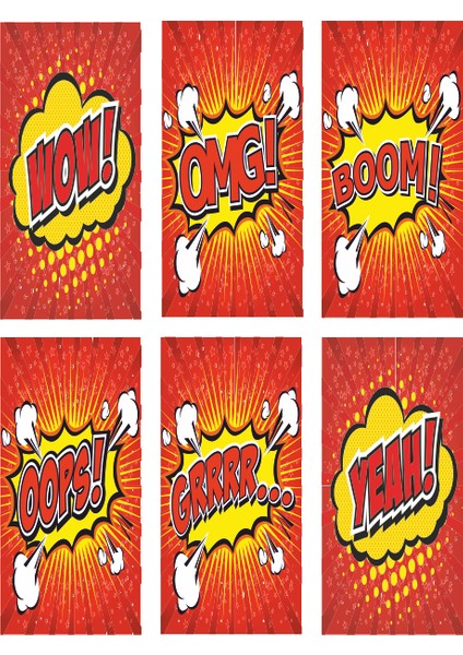 Pop Art 6lı Mini Retro Ahşap Poster Seti Uv Baskılı