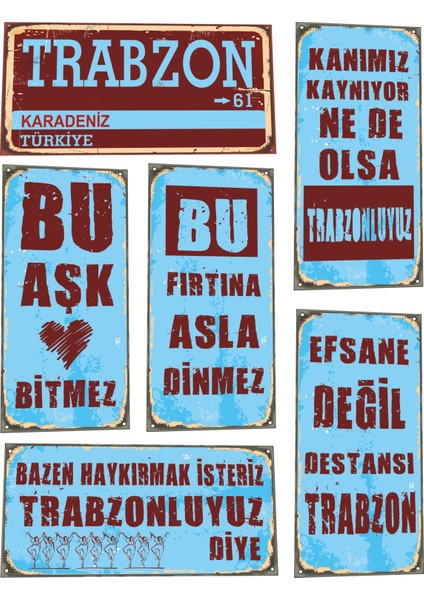 Trabzon 6lı Mini Retro Ahşap Poster Seti