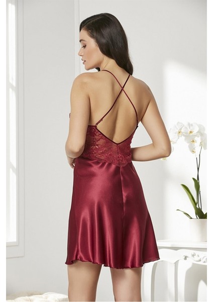 7005 Çeyizlik Dantelli Saten 4'lü Set -Bordo fiyatları