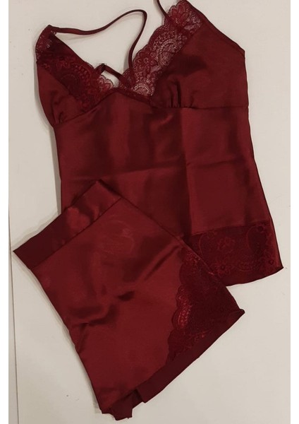137 Çeyizlik Dantelli Saten 6'lı Set -Bordo fırsatları
