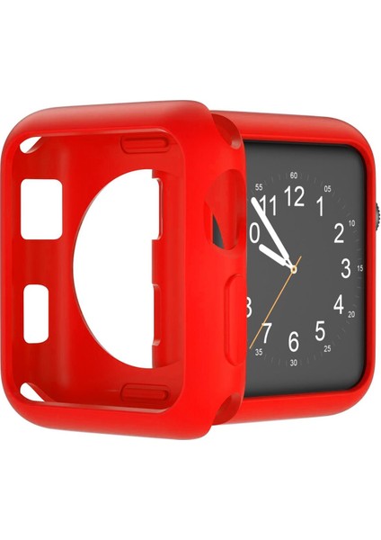 Apple Watch 7 41 mm Önü Açık Mat Silikon Kılıf - Kırmızı