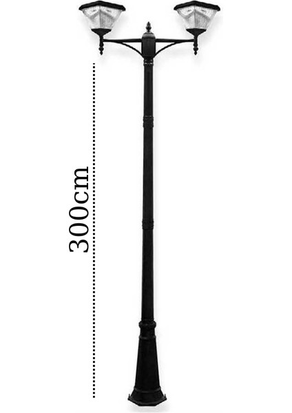 2x100W Güneş Enerjili Solar Bahçe Armatür 300CM Direkli